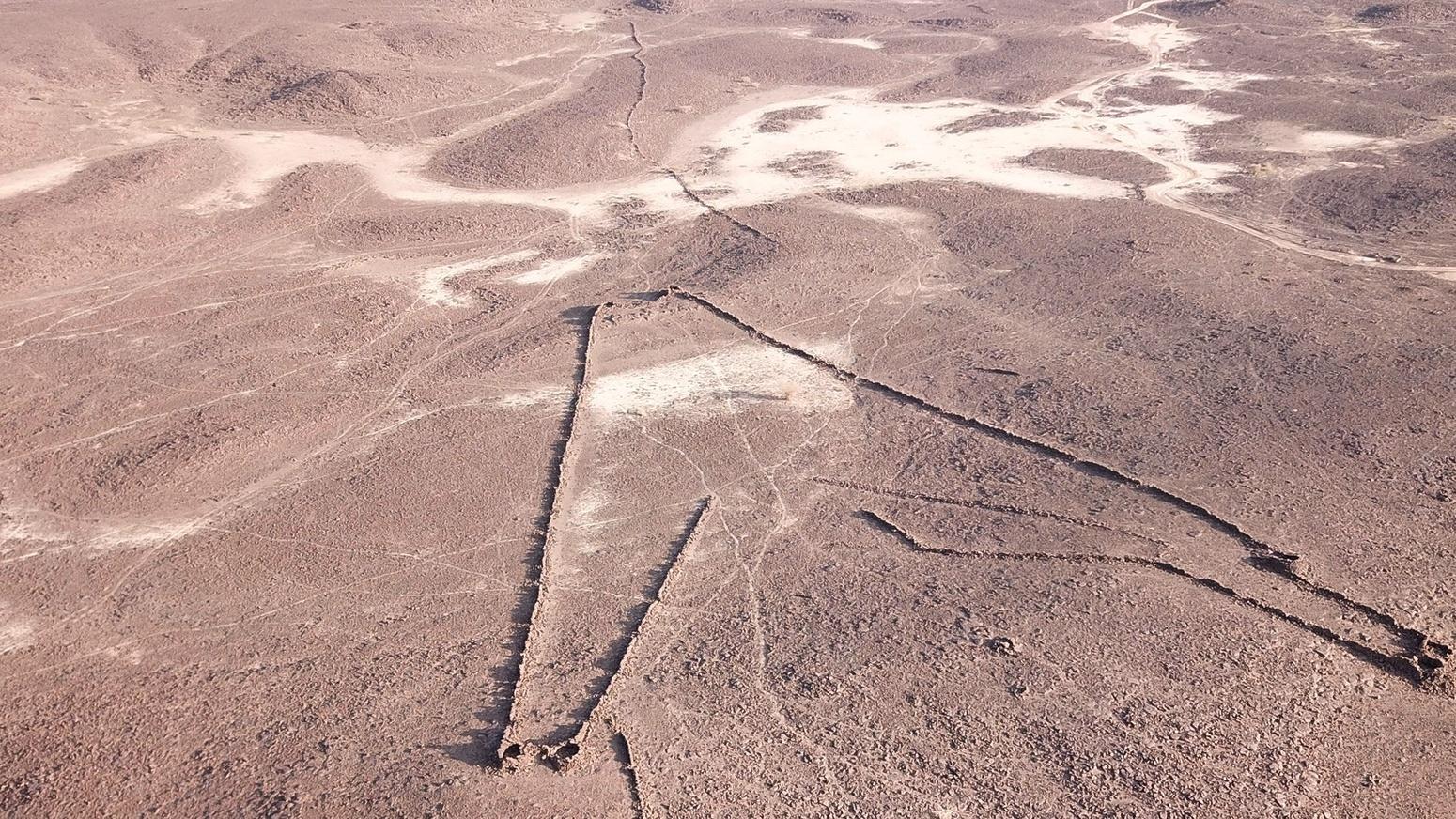 aerial view of a pattern in the desert
