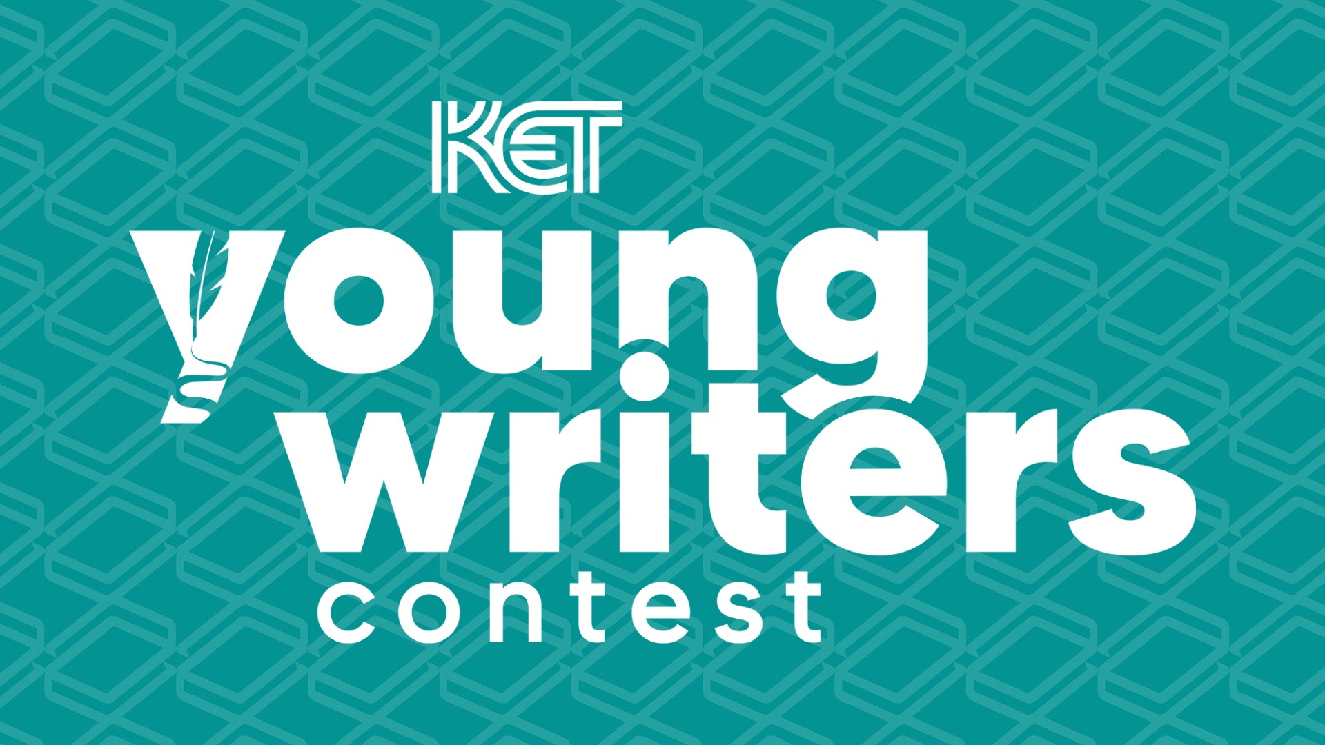 The KET logo for Young Writers Contest over a textured teal background