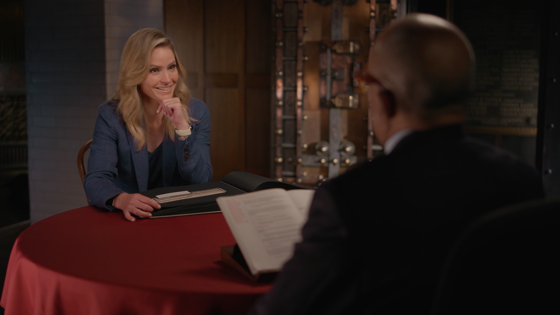 Talk show host Sara Haines sits across the table from Henry Louis Gates Jr
