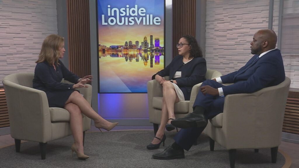 Host Kelsey Starks interviwing two guests about the nonprofit, Thrive By 5 Louisville.