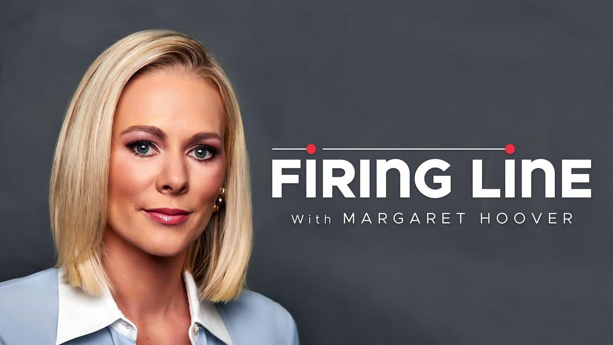 The program title treatment along with a close-up of Margaret Hoover