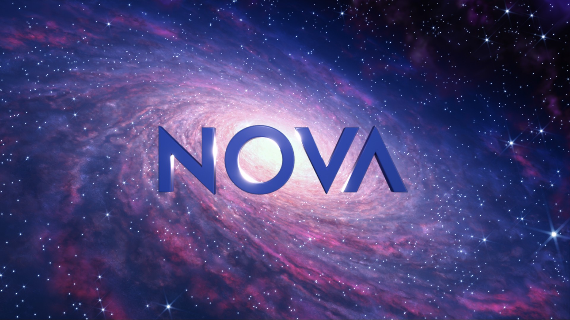 The image features the blue "NOVA" logotype overlaid on a colorful, swirling galaxy background.