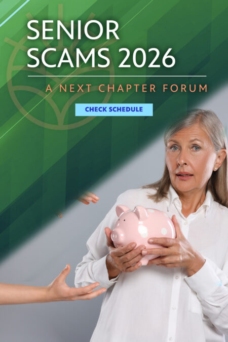Program title with image of an older person holding a piggy bank while someone else's hands reach in from the side