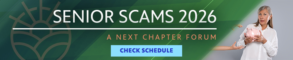 Program title with image of an older person holding a piggy bank while someone else's hands reach in from the side
