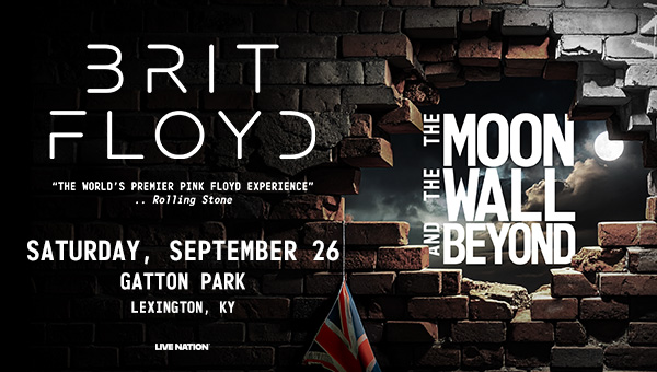 An image of a hole in a brick wall with promotional copy about the Brit Floyd concert at Gatton Park in Lexington overlaid.