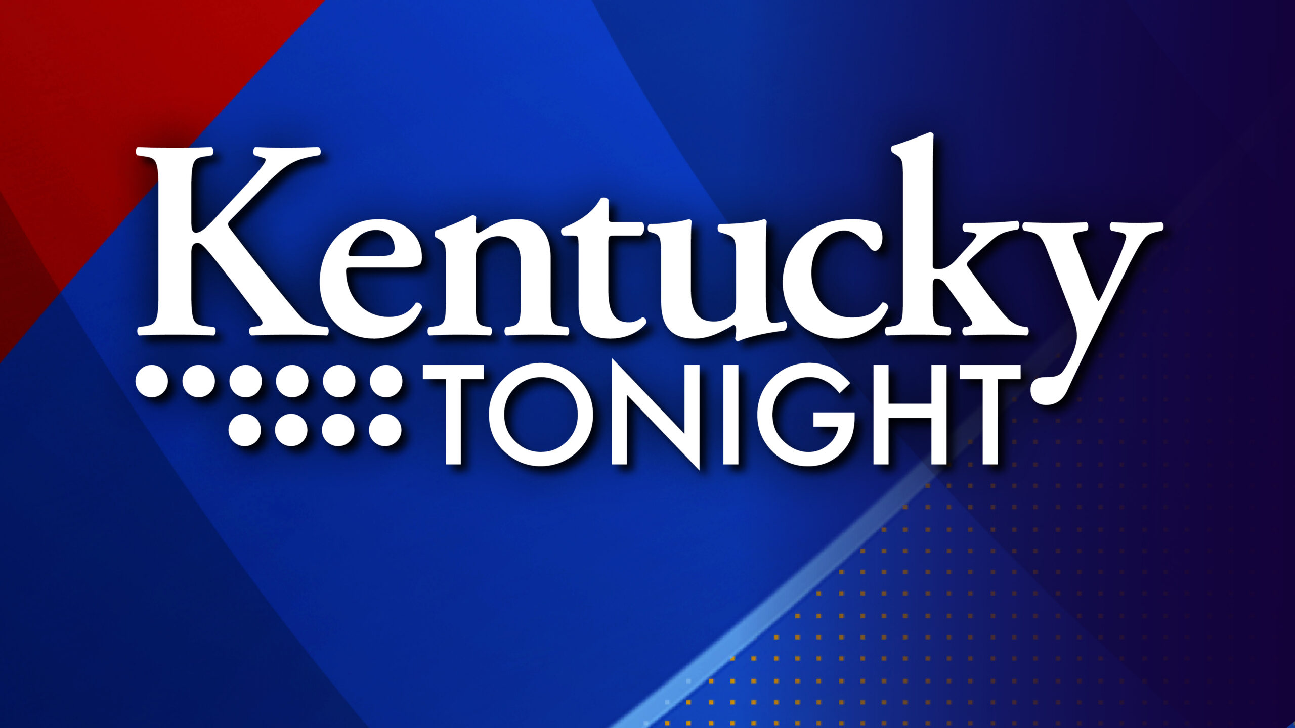 Red and blue background with Kentucky Tonight logo