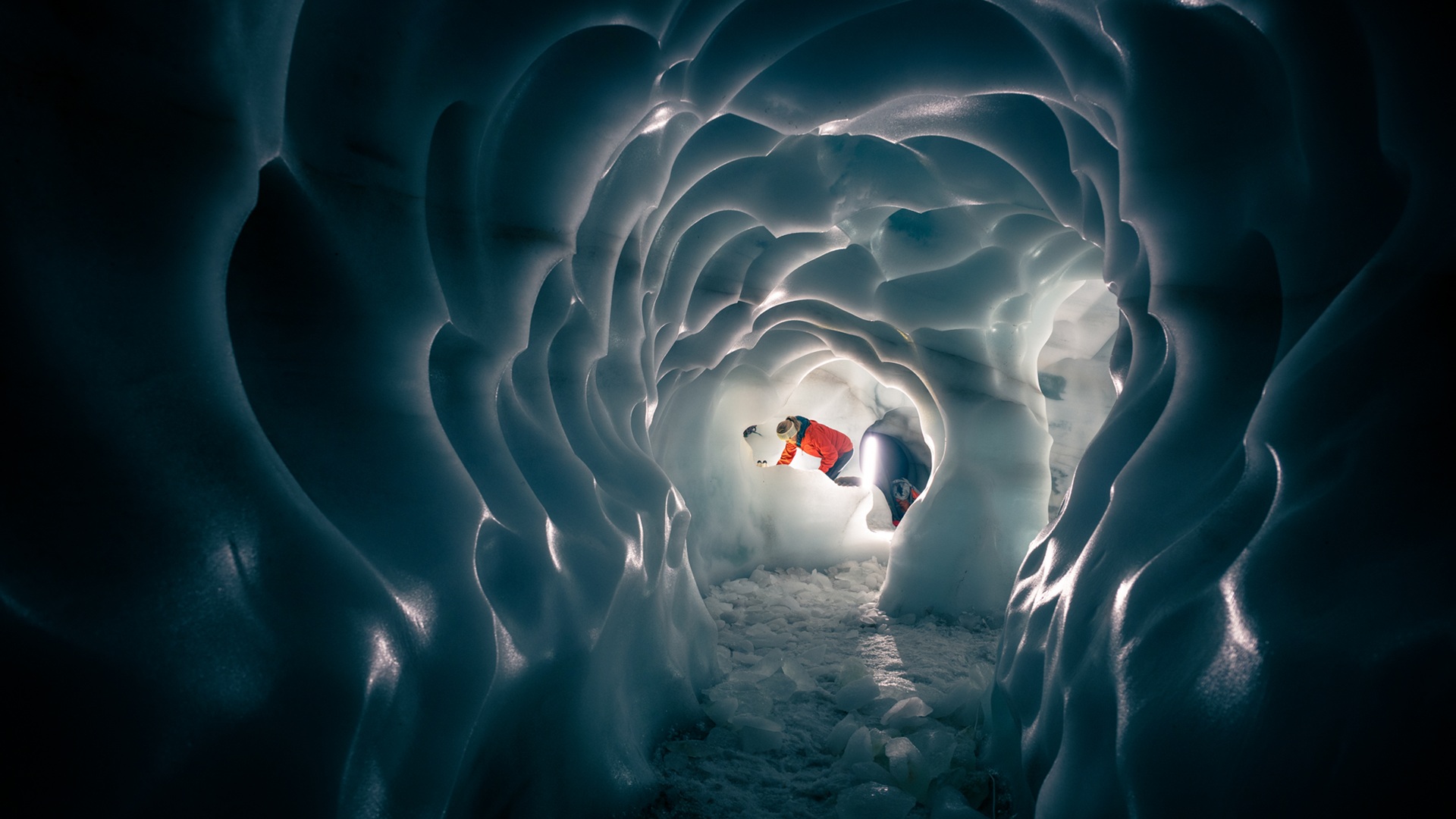 Birgit Sattler at Natur Eis Palast Austria, a glacier ice cave