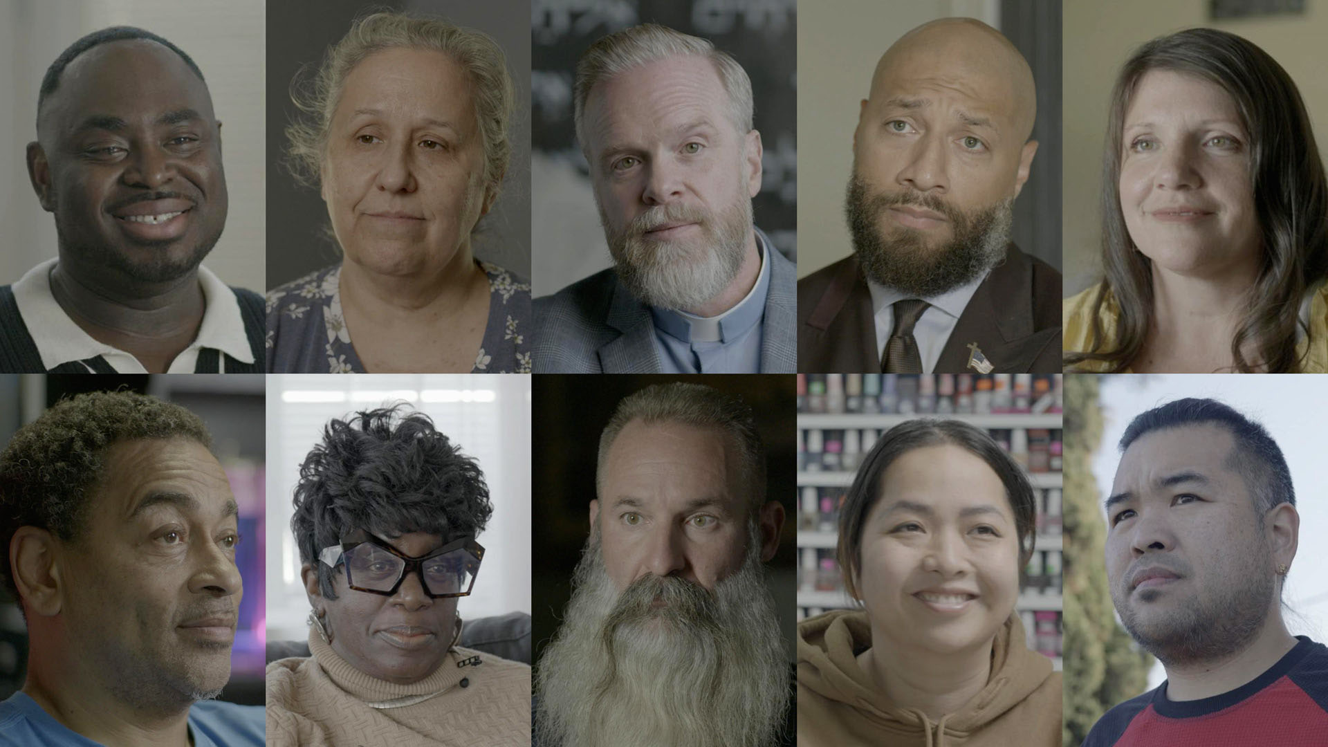 Photo headshots of 10 Americans featured in program